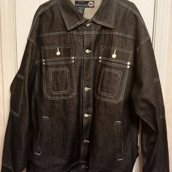 Propain Urban Culture Jean Jacket  Navy Blue with Light Blue Trim   Size  XXL - Picture 1 of 8